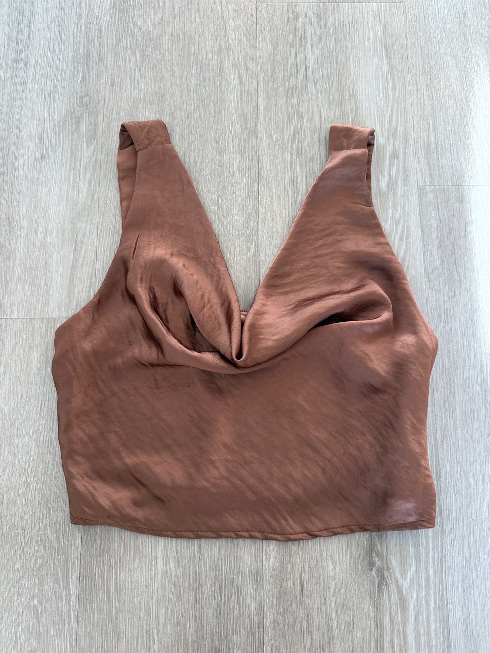 Zara Brown Silk Cowl Neck Tank Medium